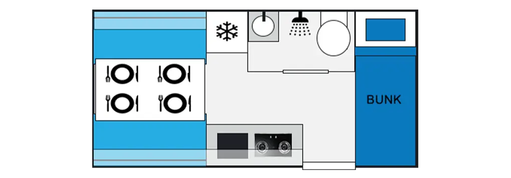 14FT 4 people off road caravan floorplan