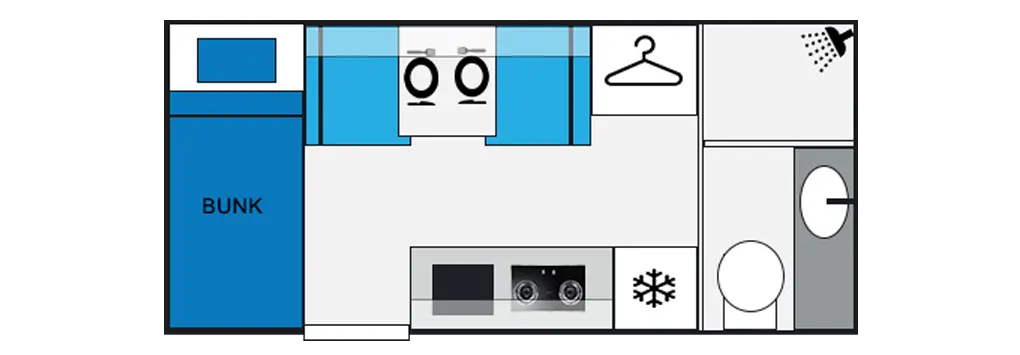 15FT 3 people off road caravan floorplan