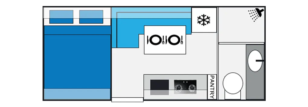 16FT 2 people off road caravan floorplan