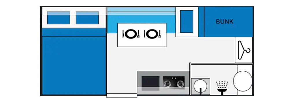 16FT 4 people off road caravan floorplan