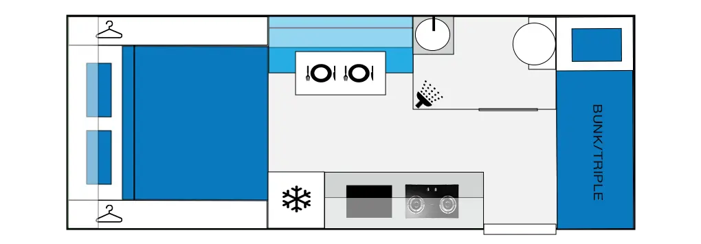 18ft 4 people family caravan floorplan