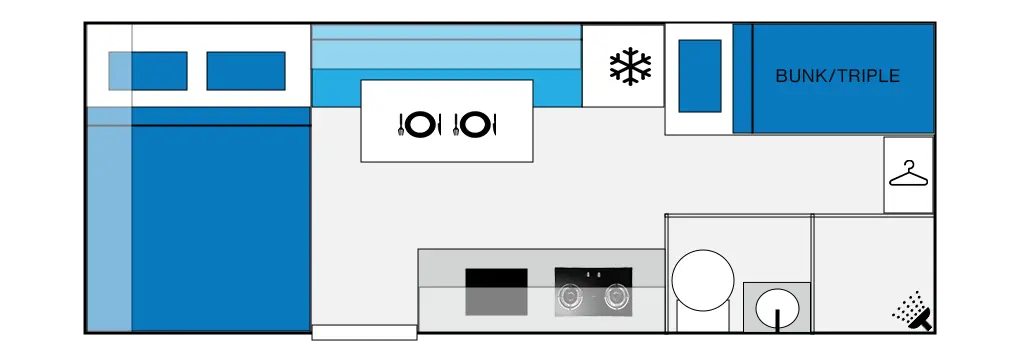 19ft 4 people family caravan floorplan