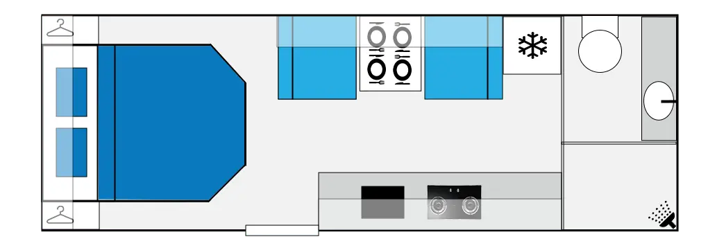 22ft 2 people copuple caravan floorplan