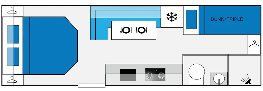 22ft 4 people family caravan floorplan