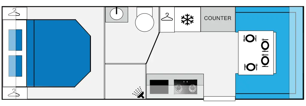 22ft rear club off road caravan floorplan