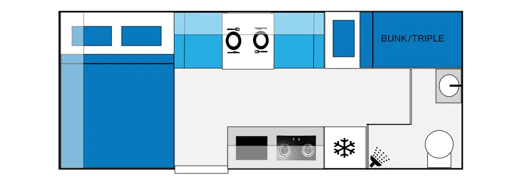 17'3FT-4 BERTH travel trailer floorplan
