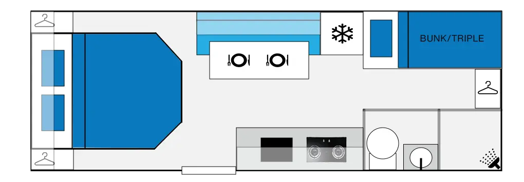20FT 4 berth family caravan floorplan