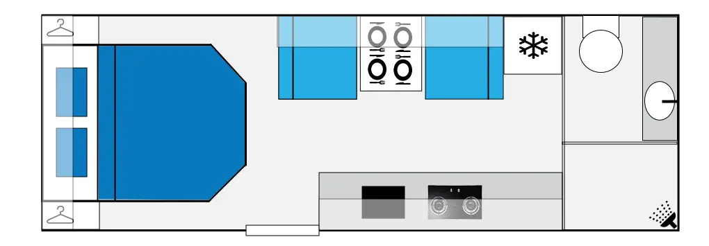 20FT 2 berth couple caravan floorplan