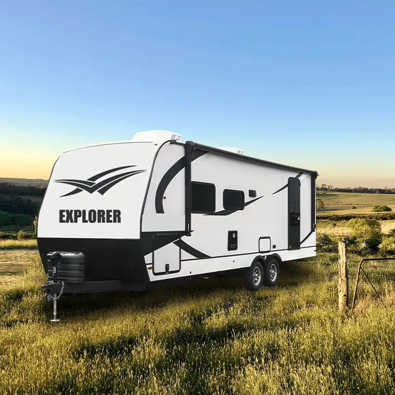 tandem axle on road caravan exterior